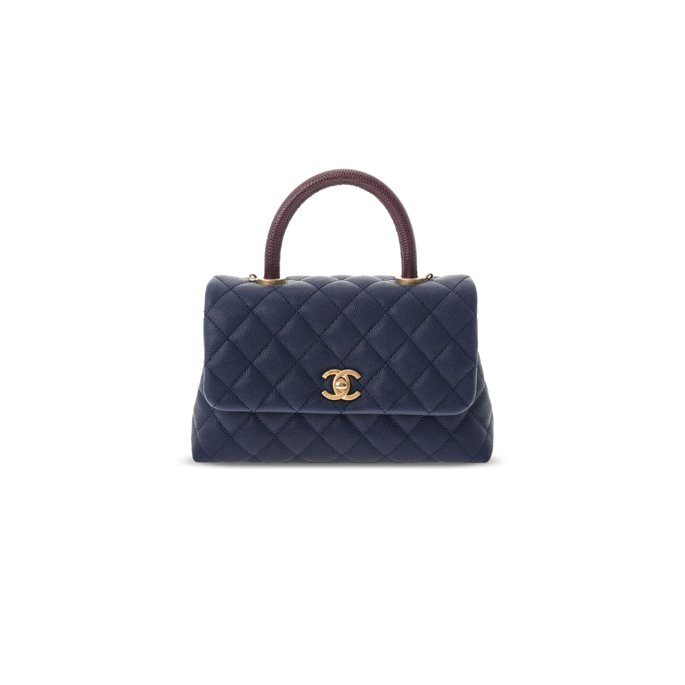 CHANEL COCO QUILTED CAVIAR HANDLE SMALL A92990 (23*13*6.5cm)